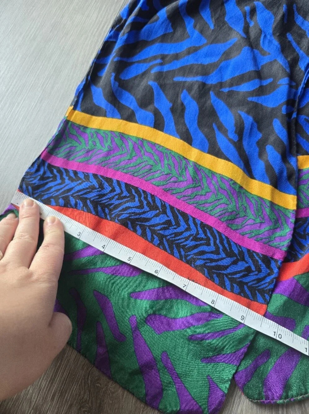 Liz Claiborne Vintage Scarf Blue Black Zebra Rainbow Stripe Oblong 80s Colorful